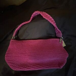 Lina Fuchsia Braided Handle Shoulder Bag